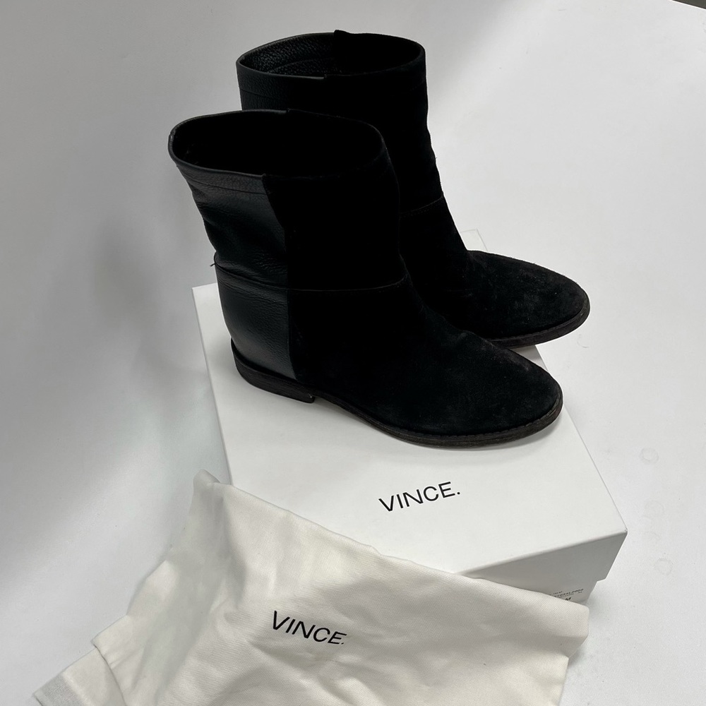 Vince Grayson Suede & Leather Short Boot, Black